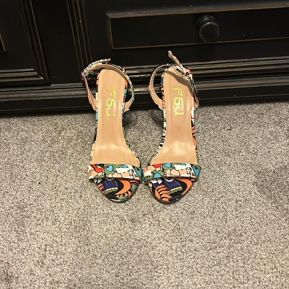FSJ MULTI COLOR PATENT HIGH HEEL SANDALS - Picture 1 of 5